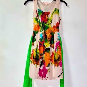 Floral Dress with Green Tie Sash